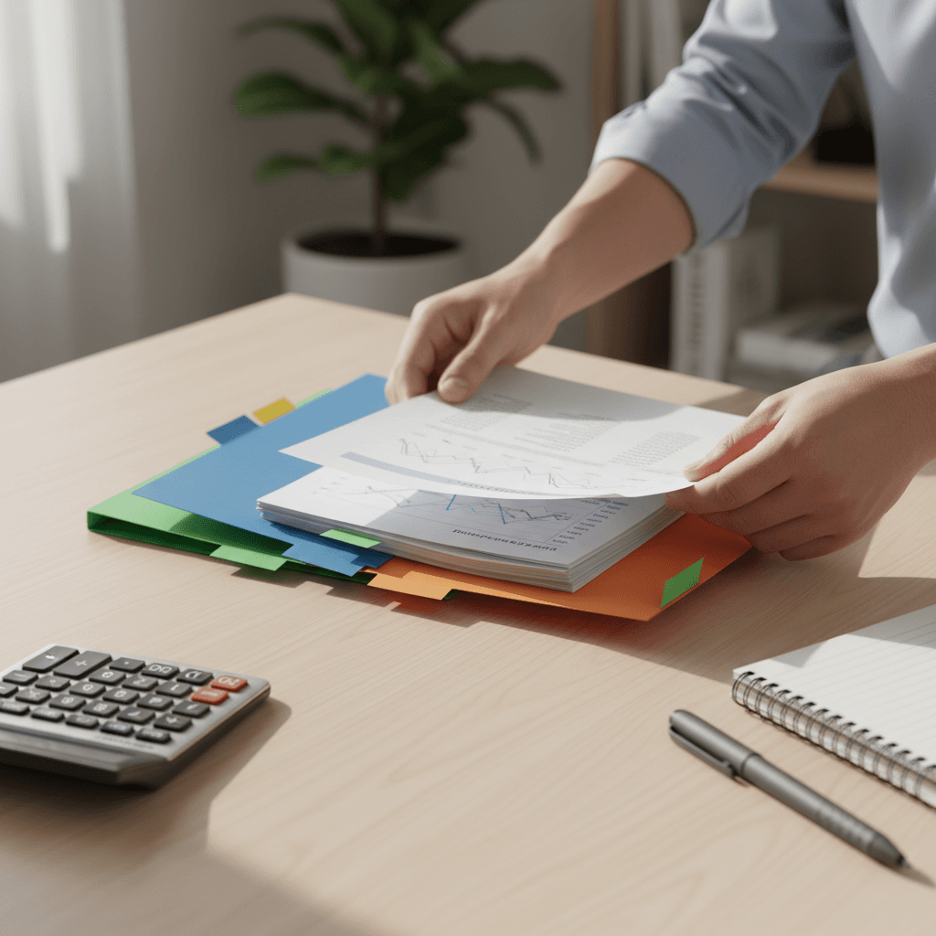 Person planning retirement with a calculator and notebook