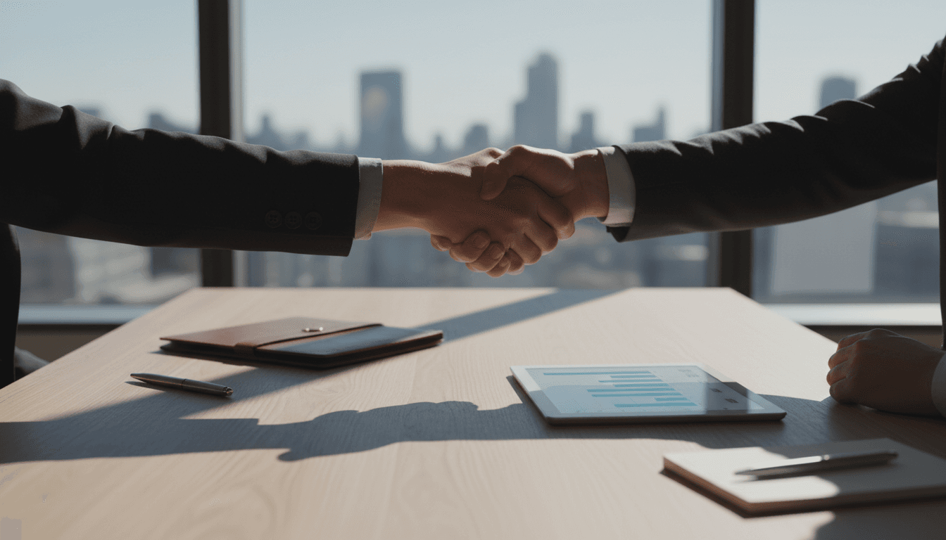 Handshake between advisor and client during a financial consultation